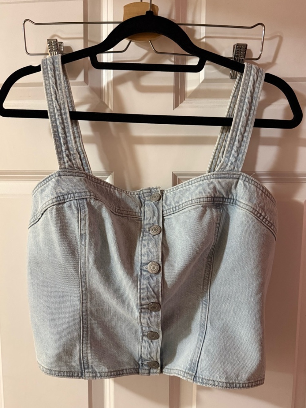 🩵 NWT Levi’s Drea Tank Top L - Corset‑Style Crop - Light Wash - Picture 7 of 16